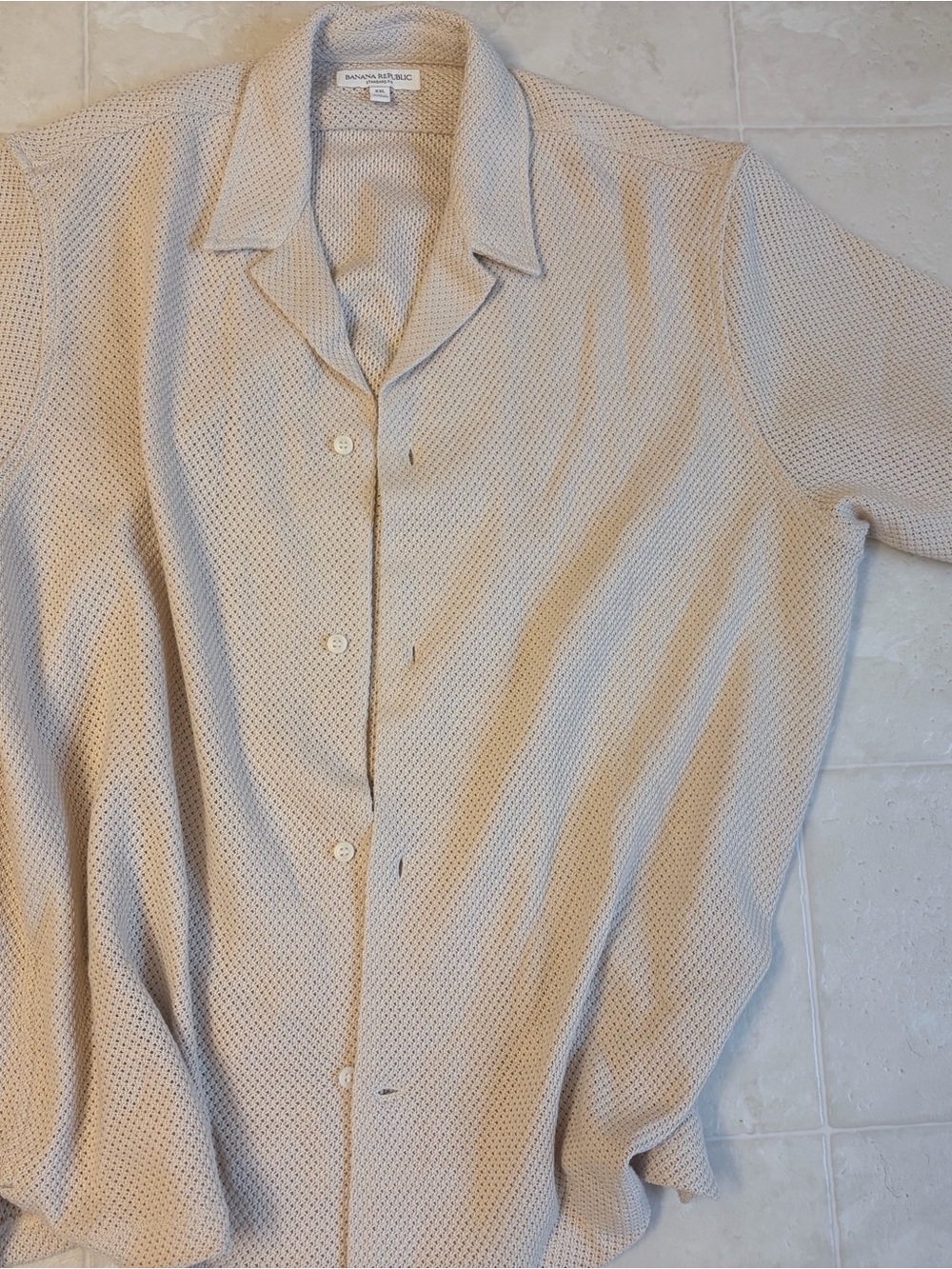 Banana Republic Beige Knit Short Sleeve Polo Shirt
